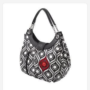 Petunia Pickle Bottom Hobo Hideaway Black & Cream Patterned Diaper‎ Bag Purse